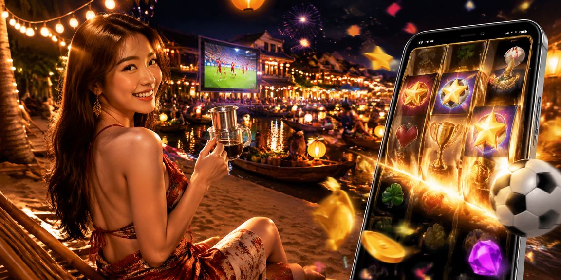Màn hình slot game tại quán cà phê Hà Nội với phong cách hiện đại